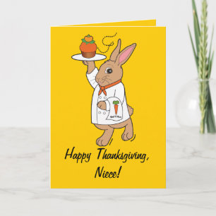 Cartes Pour Fêtes Annuelles Happy Thanksgiving Niece Bunny and Cupcake
