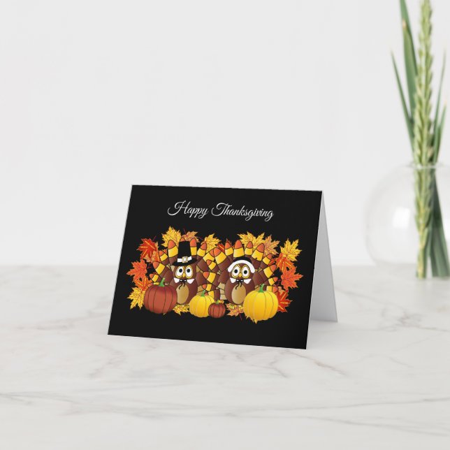 Cartes Pour Fêtes Annuelles Happy Thanksgiving Owls (Devant)