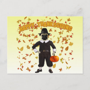 Cartes Pour Fêtes Annuelles Happy Thanksgiving Pug Postcard