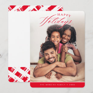 Cartes Pour Fêtes Annuelles HAPPY VACANCES PHOTO calligraphie moderne rouge