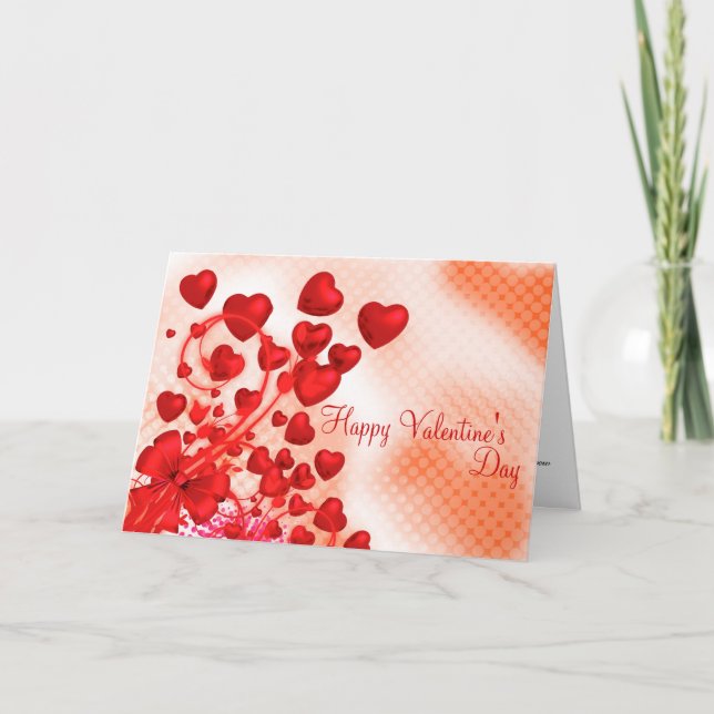 Cartes Pour Fêtes Annuelles Happy Valentine's Day Card Hearts & Bow Red Dots (Devant)