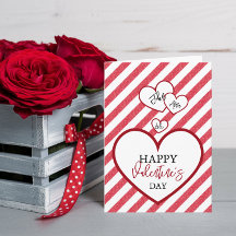 Happy Valentine's Day Hearts Chalk Stripes Folded