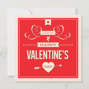 Cartes Pour Fêtes Annuelles Happy Valentine's Day Red Flat Card
