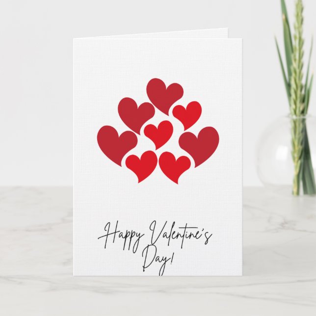 Cartes Pour Fêtes Annuelles Happy Valentine's Day Red Hearts Card (Devant)