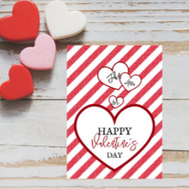 Cartes Pour Fêtes Annuelles Happy Valentine's Day Red Hearts Chalk Stripes