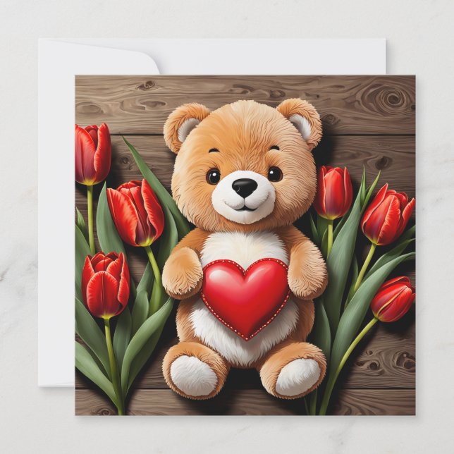Cartes Pour Fêtes Annuelles Happy Valentine's Day Teddy Bear (Devant)