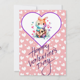 Cartes Pour Fêtes Annuelles Happy Valentines Day, tono rosa adorable conejito
