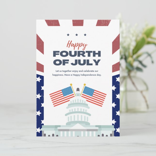 Cartes Pour Fêtes Annuelles #HappyQuartJuilletCarteVacancesPlat (Debout devant)