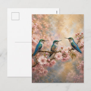 Cartes Pour Fêtes Annuelles Harmonie printanière, colibris parmi les fleurs de