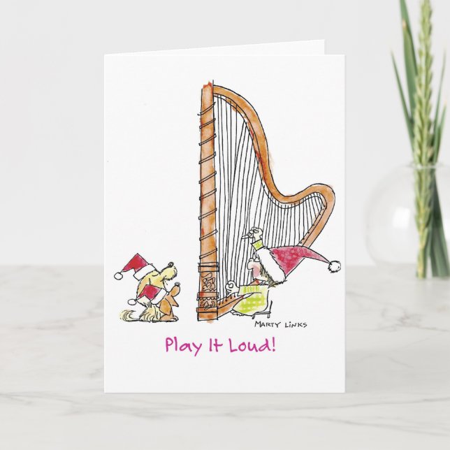 Cartes Pour Fêtes Annuelles Harpe de Noël CH-004 (Devant)