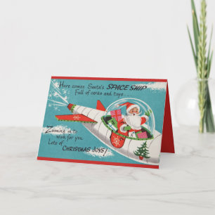 Cartes Pour Fêtes Annuelles Haut Père Noël volant avec la substance pour