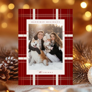 Cartes Pour Fêtes Annuelles Haut Plaid Cosy Forêt Cabine Bourgogne Beige