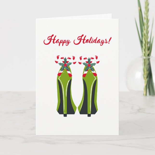Cartes Pour Fêtes Annuelles Haut talons verts avec Sucres de canne (Devant)