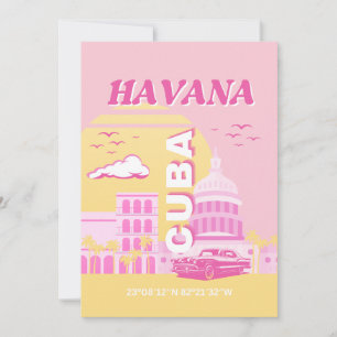 Cartes Pour Fêtes Annuelles Havana Cuba Pink Preppy Art