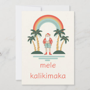 Cartes Pour Fêtes Annuelles Hawaïen/arc-en-ciel/Palms Père Noël