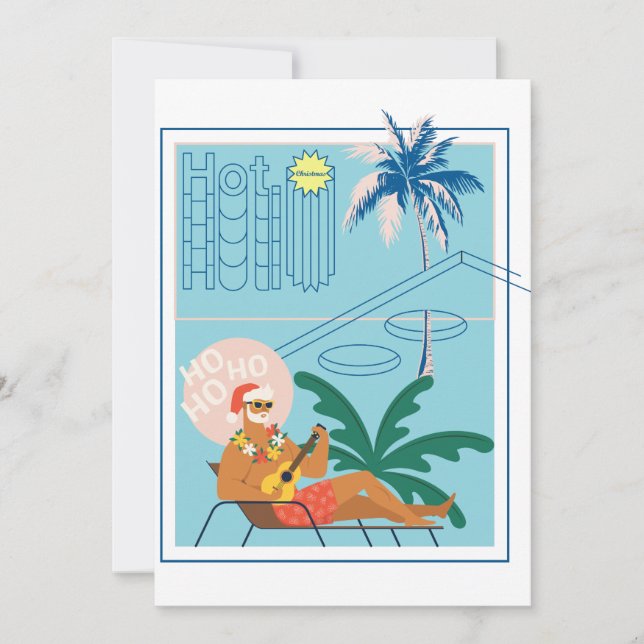 Cartes Pour Fêtes Annuelles Hawaii Christmas Père Noël Travel Tropical Beach (Devant)