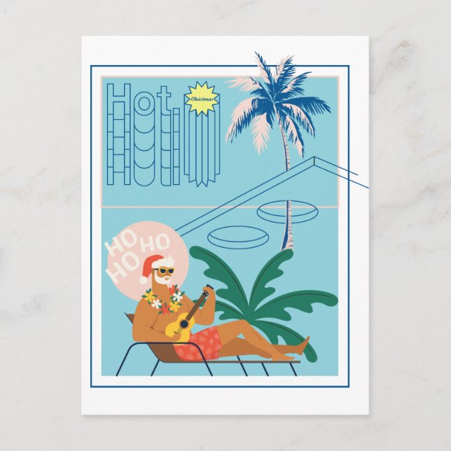 Cartes Pour Fêtes Annuelles Hawaii Christmas Père Noël Travel Tropical Beach (Devant)
