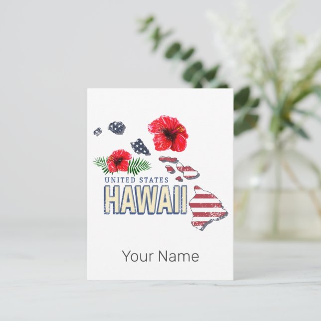 Cartes Pour Fêtes Annuelles Hawaii États-Unis Retro State Map USA Souvenir (Debout devant)