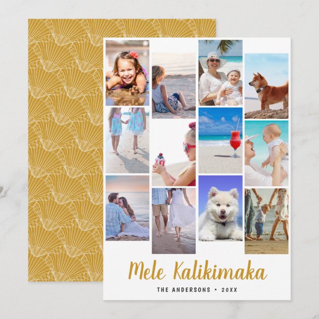 Cartes Pour Fêtes Annuelles Hawaiian Mele Kalikimaka Photo Collage de Noël (Devant / Derrière)
