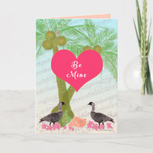 Cartes Pour Fêtes Annuelles Hawaiian Valentine-Hawaiian Nene geese, palm trees