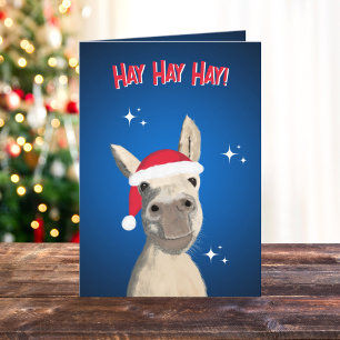 Cartes Pour Fêtes Annuelles Hay Hay Hay Hay Pun Donkey Santa Hat