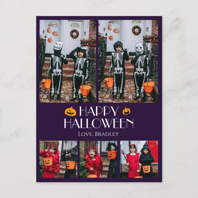 Cartes Pour Fêtes Annuelles Hé Boo ! Photo de famille éffrayant Halloween (Devant)
