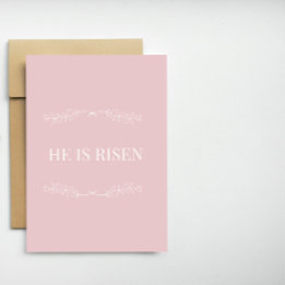 Cartes Pour Fêtes Annuelles He Is Risen Christian Easter Card – Soft Pink