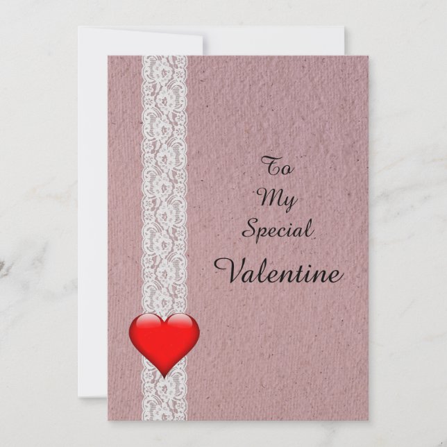 Cartes Pour Fêtes Annuelles Heart and Lace Special Valentine (Devant)