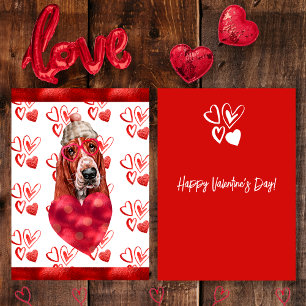 Cartes Pour Fêtes Annuelles Heart Basset Hound Amoureux des chiens Valentine C