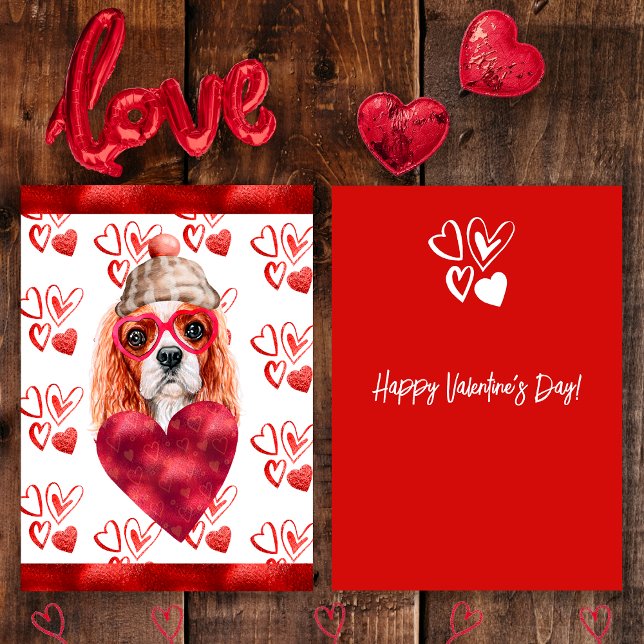Cartes Pour Fêtes Annuelles Heart Cavalier Espagnol Amoureux des chiens Valent (Créateur téléchargé)