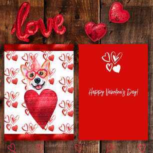 Cartes Pour Fêtes Annuelles Heart Corgi Amoureux des chiens Valentine Cadeau
