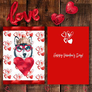 Cartes Pour Fêtes Annuelles Heart Husky Amoureux des chiens Valentine Cadeau