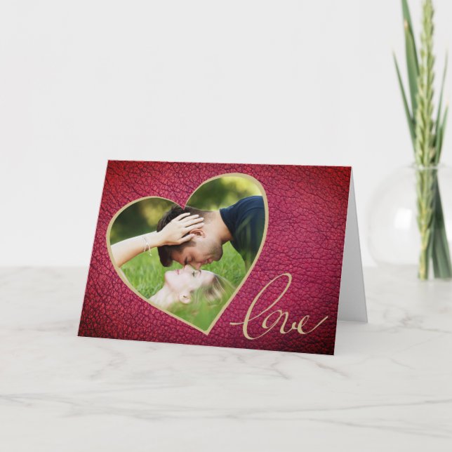 Cartes Pour Fêtes Annuelles Heart Leather Imprimer Amour Saint Valentin`s Day  (Devant)