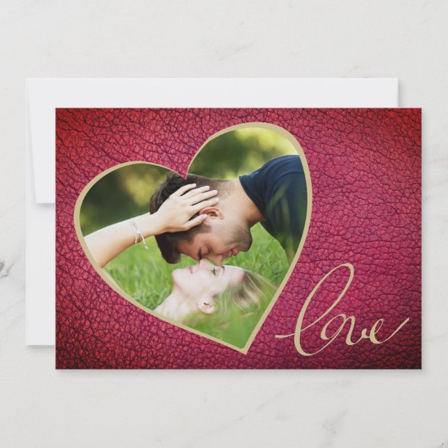 Cartes Pour Fêtes Annuelles Heart Leather Imprimer Amour Saint Valentin`s Day  (Devant)