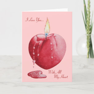 Cartes Pour Fêtes Annuelles heart shaped flame red candle art valentines day