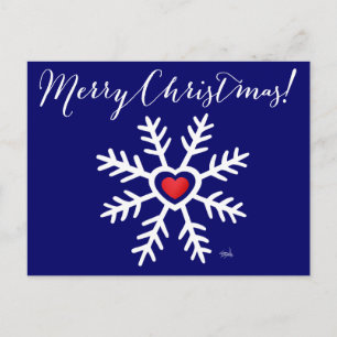 Cartes Pour Fêtes Annuelles Heart Snowflake Christmas   navy
