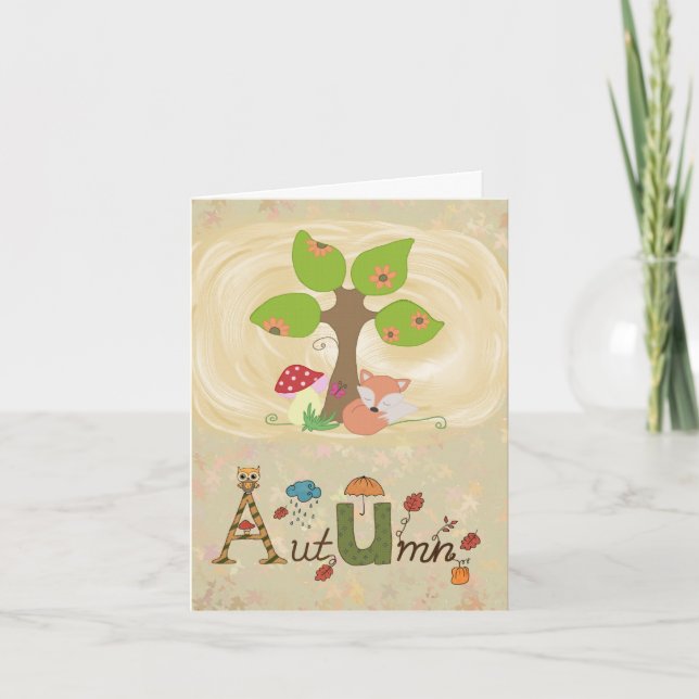 Cartes Pour Fêtes Annuelles Herbst Fuchs non terme Baum (Devant)