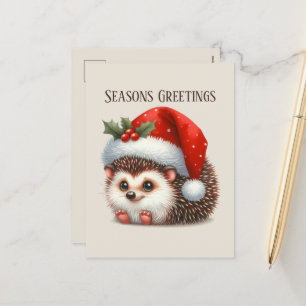 Cartes Pour Fêtes Annuelles Hérisson de Noël festif ajouter le message