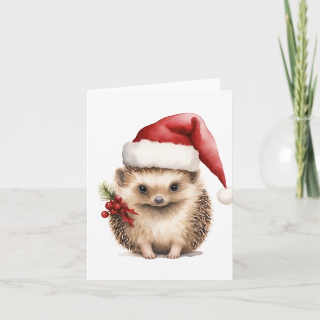 Cartes Pour Fêtes Annuelles Hérisson de vacances de Noël (Devant)