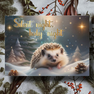 Cartes Pour Fêtes Annuelles Hérisson des Bois Nuit Silencieuse Noël Chrétien