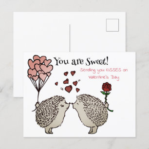 Cartes Pour Fêtes Annuelles Hérisson embrasser l'amour de Valentine