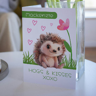 Cartes Pour Fêtes Annuelles Hérisson et baisers Valentines personnalisées