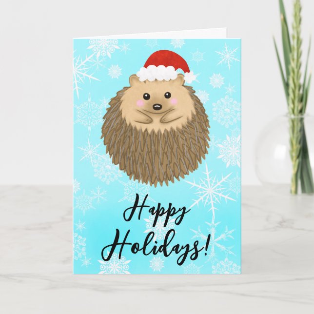 Cartes Pour Fêtes Annuelles Hérisson Joyeux Joyeux Jours de Noël animal mignon (Devant)