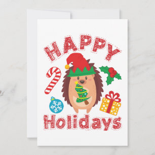 Cartes Pour Fêtes Annuelles Hérisson mignon de Noël Animal