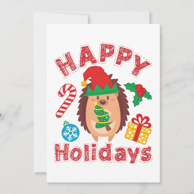 Cartes Pour Fêtes Annuelles Hérisson mignon de Noël Animal (Devant)