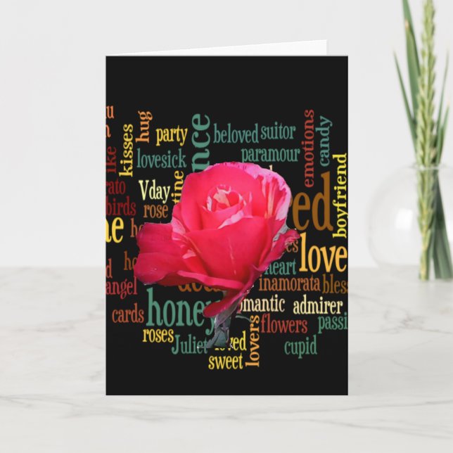 Cartes Pour Fêtes Annuelles Heureuse Sainte-Valentin Aux Roses Rouges Élégante (Devant)