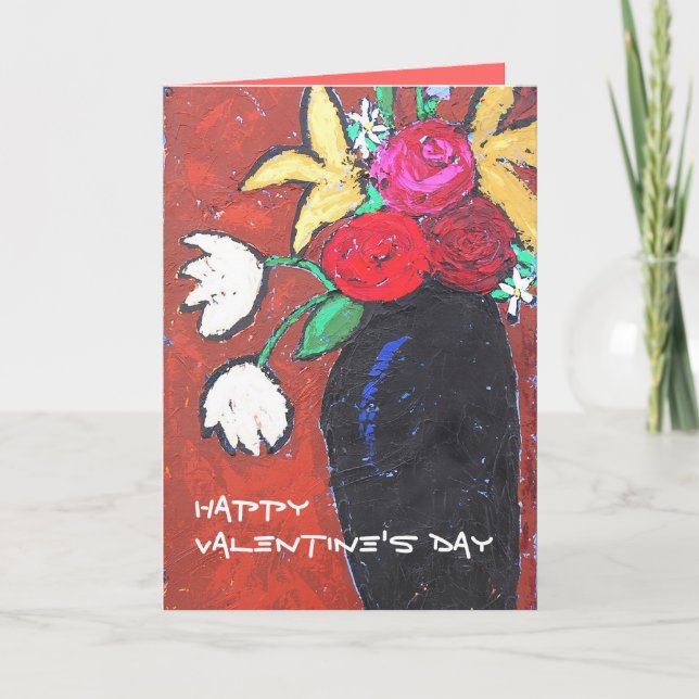 Cartes Pour Fêtes Annuelles Heureuse Sainte-Valentin avec piano et fleurs (Devant)