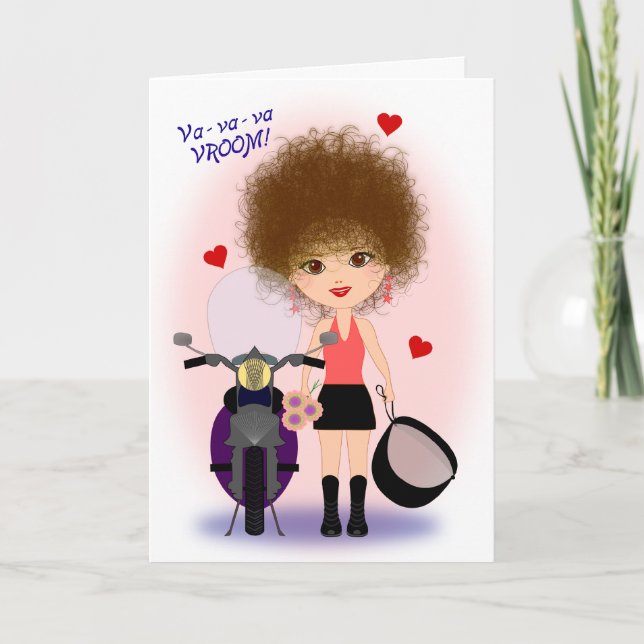 Cartes Pour Fêtes Annuelles Heureuse Sainte-Valentin avec une maman de moto ! (Devant)