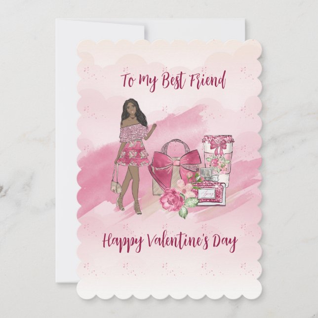 Cartes Pour Fêtes Annuelles Heureuse Sainte-Valentin Black Woman meilleur ami (Devant)