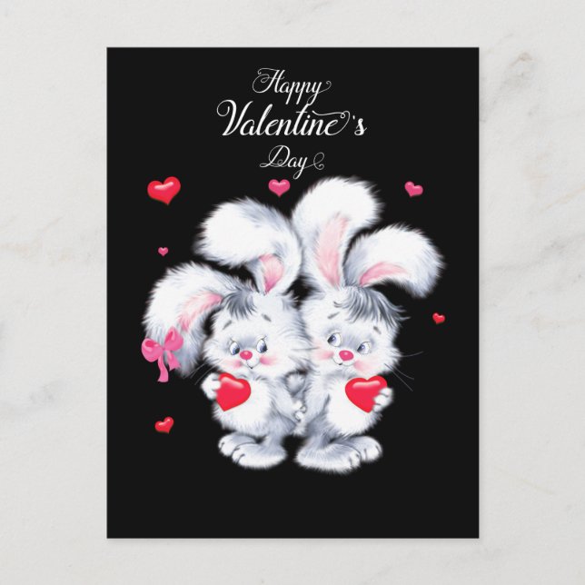 Cartes Pour Fêtes Annuelles Heureuse Sainte-Valentin Bunnies (Devant)
